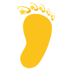 impronta di piedi + stella con scia