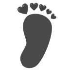impronta di piedi + cuore nero