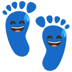 impronta di piedi + faccina con sorriso e goccia di sudore