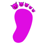 impronta di piedi + faccina con sorriso e corna