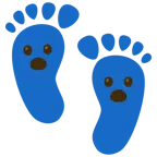 impronta di piedi + faccina con bocca aperta
