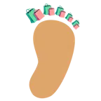 impronta di piedi + borse della spesa