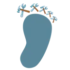 impronta di piedi + martello e chiave inglese