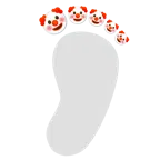 impronta di piedi + faccina pagliaccio