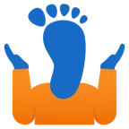 impronta di piedi + persona che scrolla le spalle