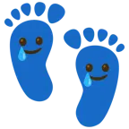 impronta di piedi + faccina sorridente con lacrima