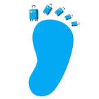 impronta di piedi + valigia