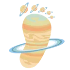 impronta di piedi + pianeta con satellite