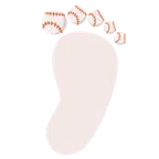 impronta di piedi + palla da baseball