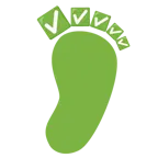impronta di piedi + pulsante segno di spunta