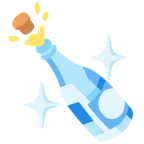 Edelstein + Flasche mit knallendem Korken