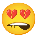 cuore infranto + bocca che morde il labbro