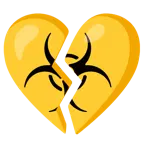 cuore infranto + simbolo del rischio biologico