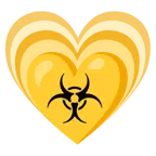 cuore che cresce + simbolo del rischio biologico