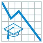grafico con andamento negativo + cappello da laureato