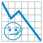 Abwärtstrend + Gesicht mit Fieberthermometer