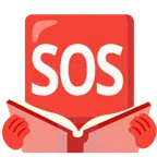 Bücherstapel + SOS-Zeichen