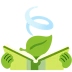 Bücherstapel + Blätter im Wind