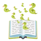 Bücherstapel + Schlange