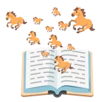 Bücherstapel + Pferd
