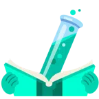 Bücherstapel + Reagenzglas