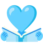 Bücherstapel + hellblaues Herz