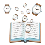 Bücherstapel + Armbanduhr