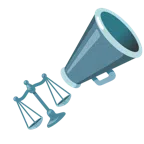 megaphone + balance scale