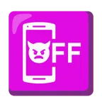 mobile phone off + angry face with horns