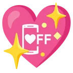 mobile phone off + sparkling heart