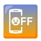 mobile phone off + fearful face