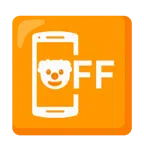 mobile phone off + clown face
