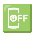 mobile phone off + nauseated face