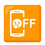 mobile phone off + face with open eyes and hand over mouth