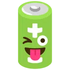 Batterie + zwinkerndes Gesicht mit herausgestreckter Zunge