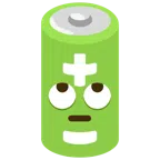 Batterie + Augen verdrehendes Gesicht