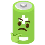 Batterie + nachdenkendes Gesicht