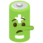 Batterie + lügendes Gesicht