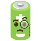 Batterie + Gesicht mit Monokel