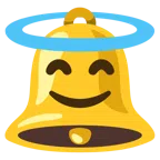 bell + smiling face with halo