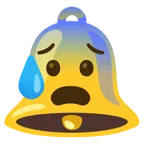 bell + anxious face with sweat