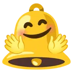 bell + smiling face with open hands