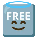 faccina con sorriso e aureola + pulsante FREE