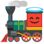 faccina con sorriso e aureola + locomotiva