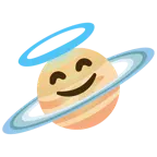 faccina con sorriso e aureola + pianeta con satellite