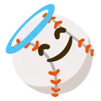 faccina con sorriso e aureola + palla da baseball
