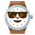 faccina con sorriso e occhiali da sole + orologio