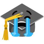 loudly crying face + graduation cap