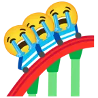 loudly crying face + roller coaster