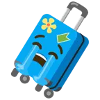 loudly crying face + luggage